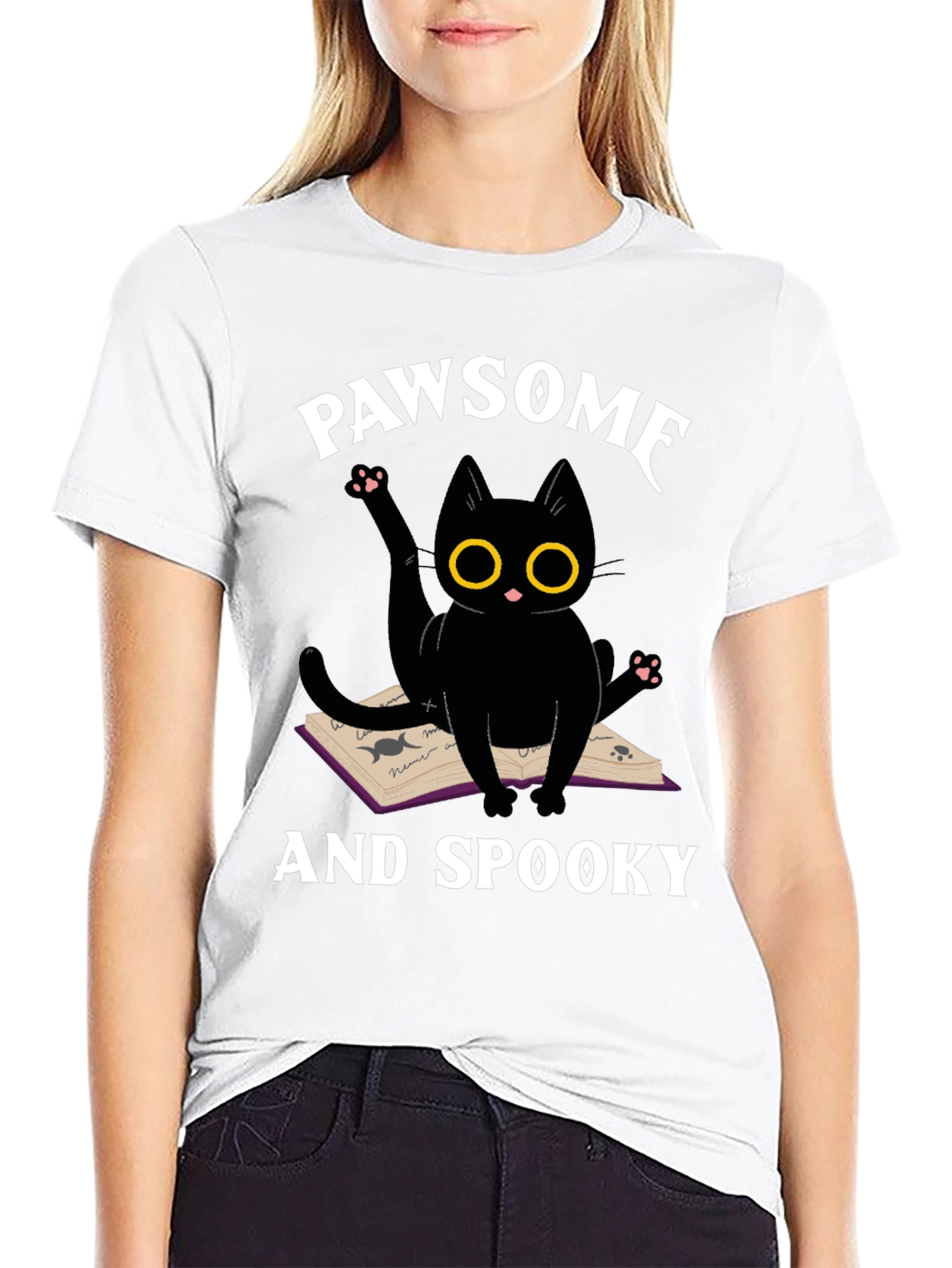 Pawsome and Spooky Black Cat T-Shirt