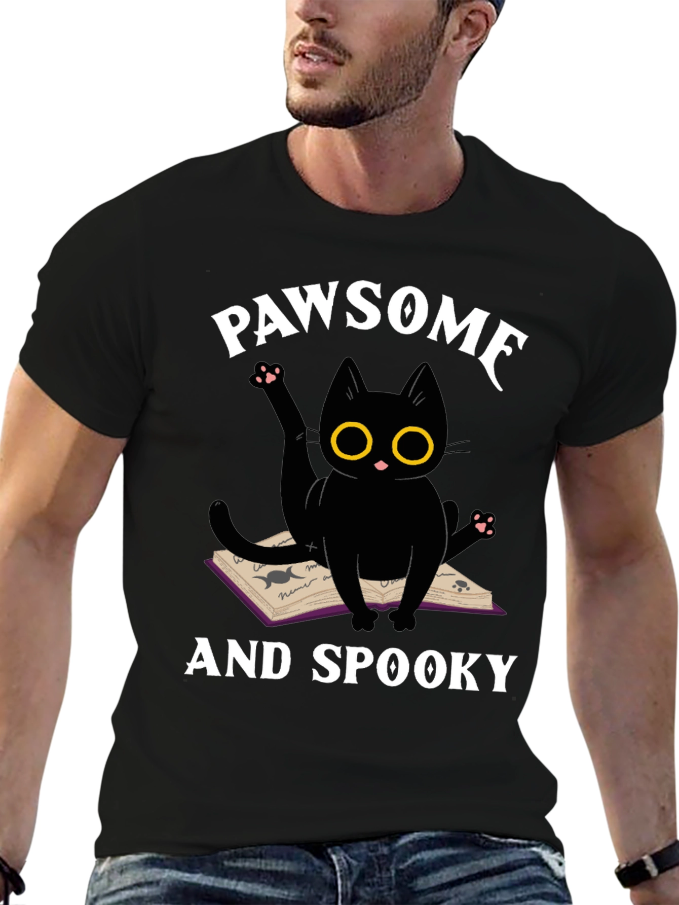 Pawsome and Spooky Black Cat T-Shirt