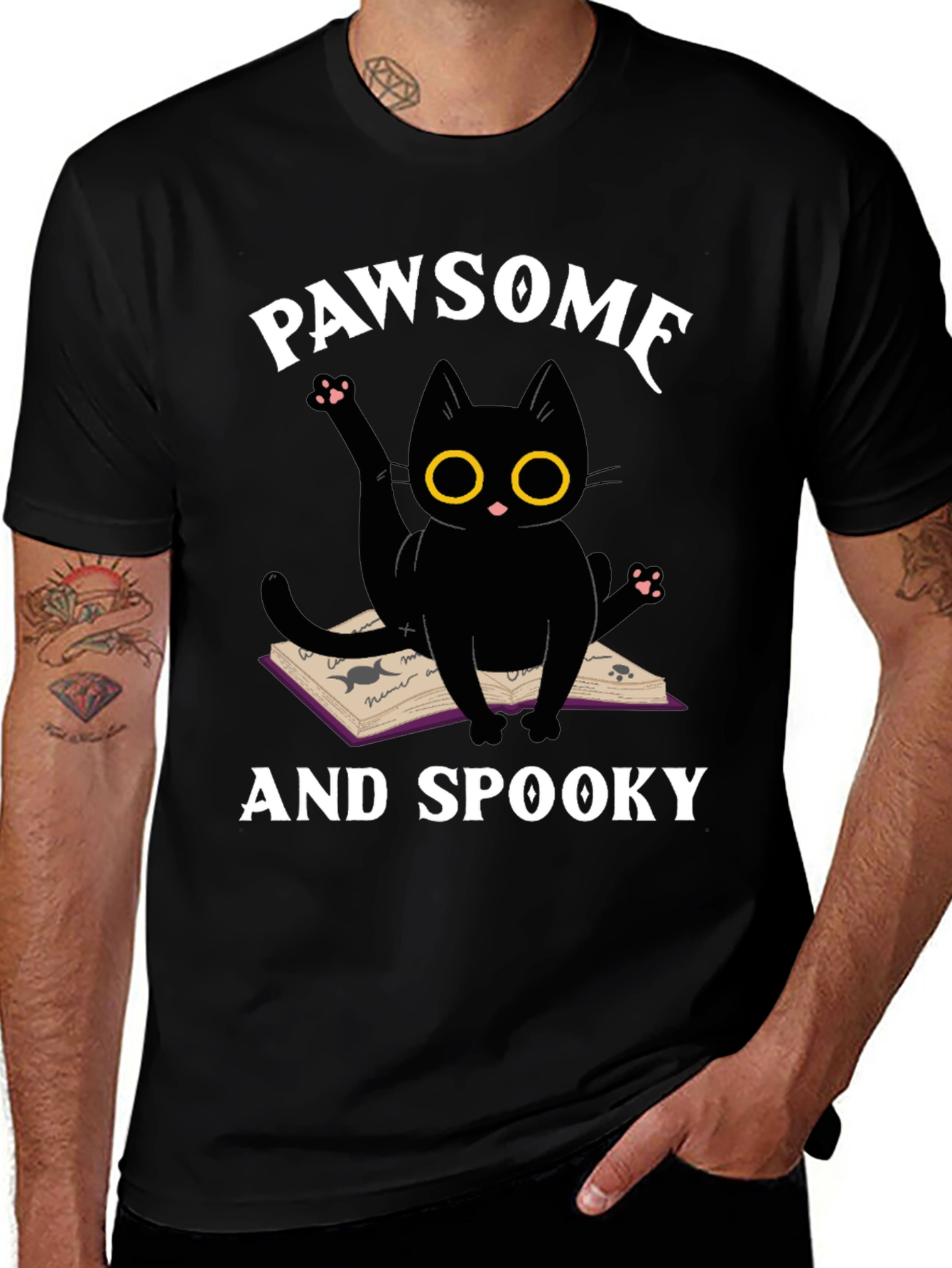 Pawsome and Spooky Black Cat T-Shirt