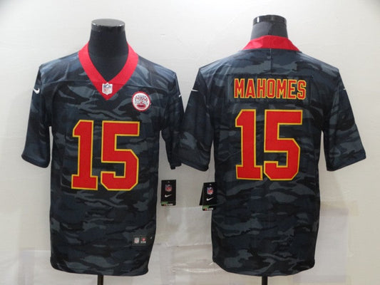 Men's Kansas City Chiefs Patrick Mahomes #15 Gray Camouflage Player Game Jerseys