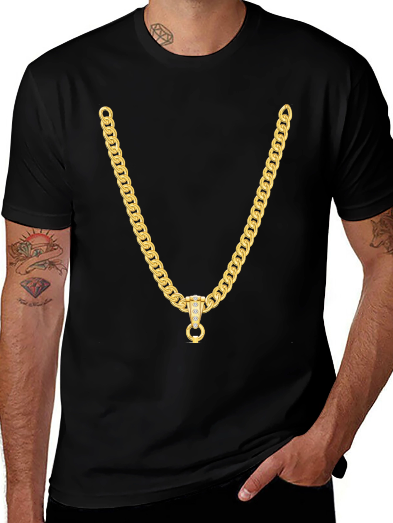 Gold Chain Graphic Tee - Stylish Casual Wear