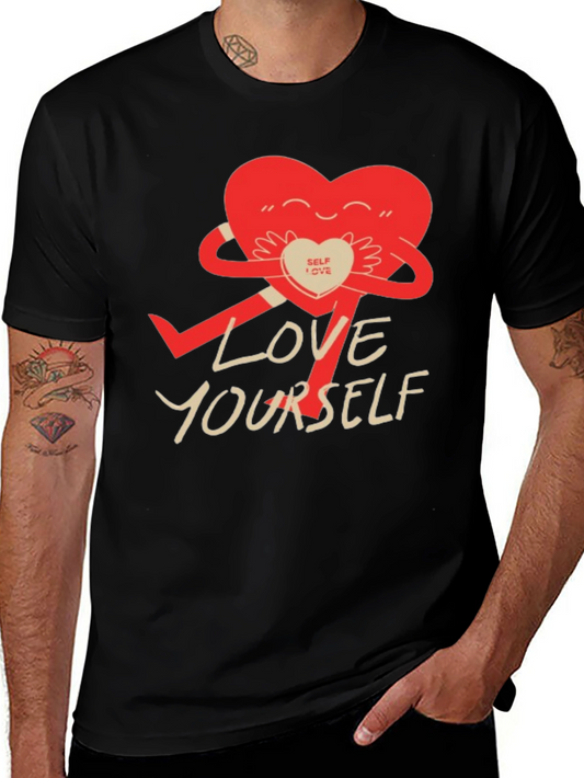 Love Yourself Graphic Tee - Cute Heart Hug T-Shirt