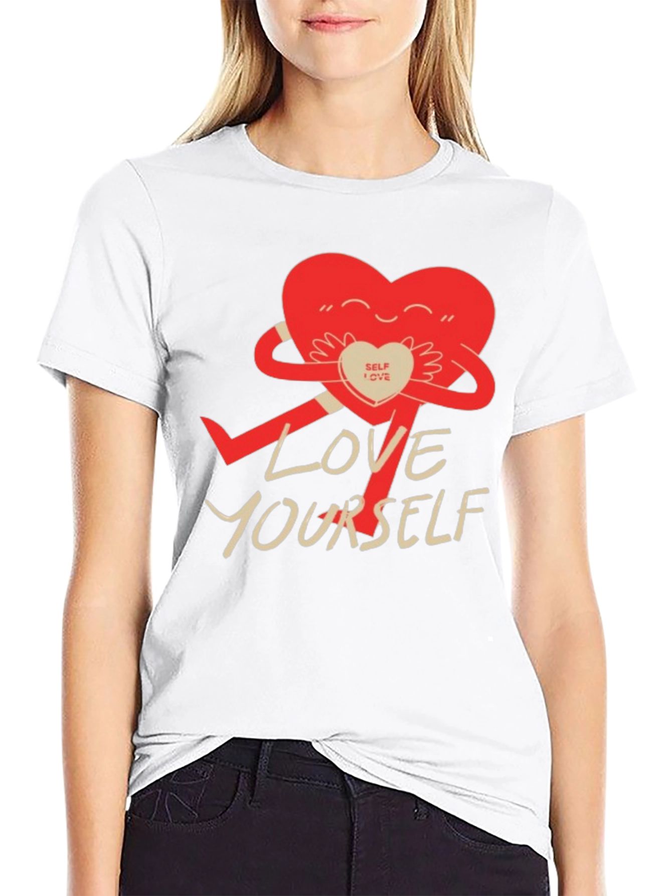 Love Yourself Graphic Tee - Cute Heart Hug T-Shirt