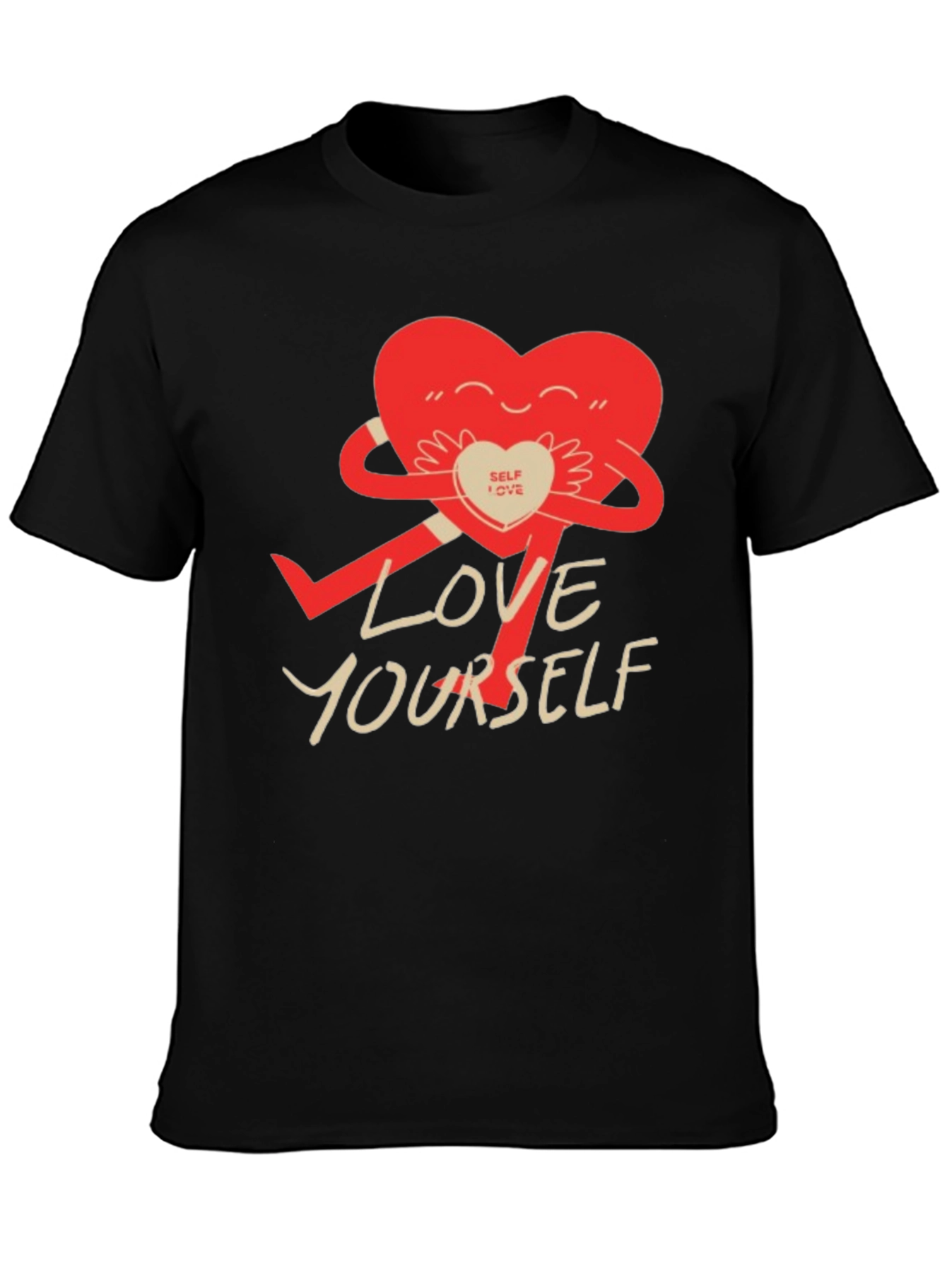 Love Yourself Graphic Tee - Cute Heart Hug T-Shirt
