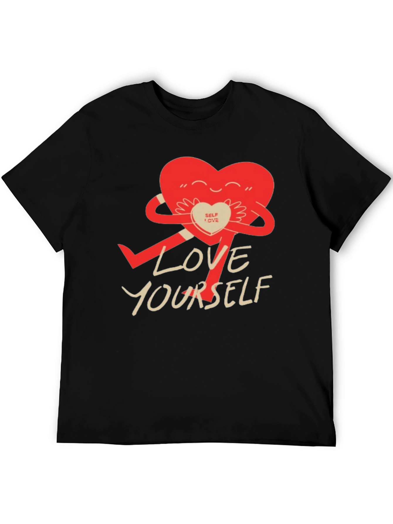 Love Yourself Graphic Tee - Cute Heart Hug T-Shirt