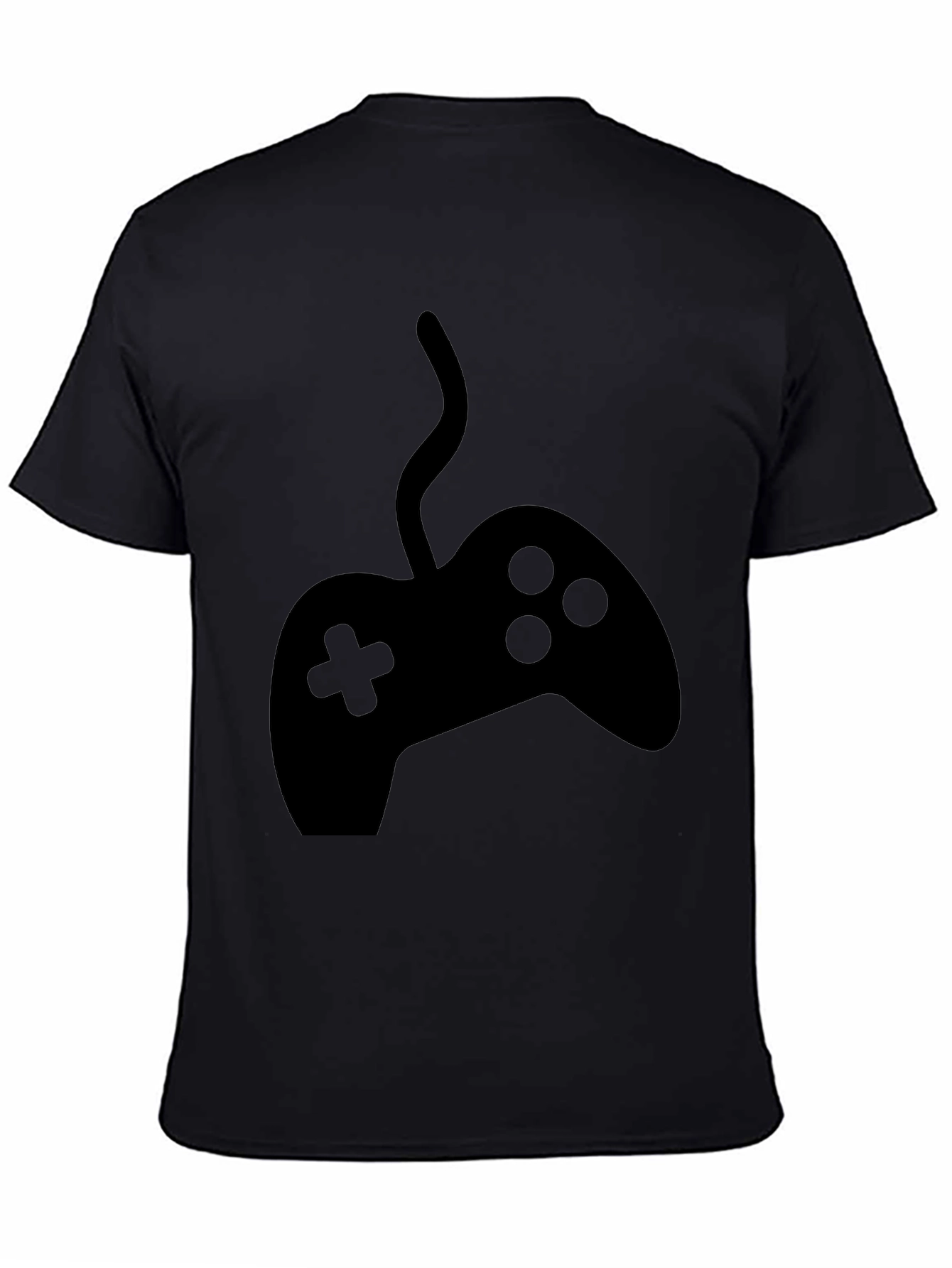 Gamer Style Black T-Shirt with Controller Graphic