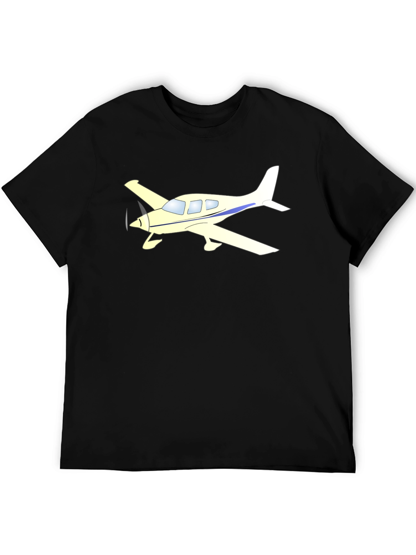 Airplane Graphic Tee - Black Cotton Casual Shirt