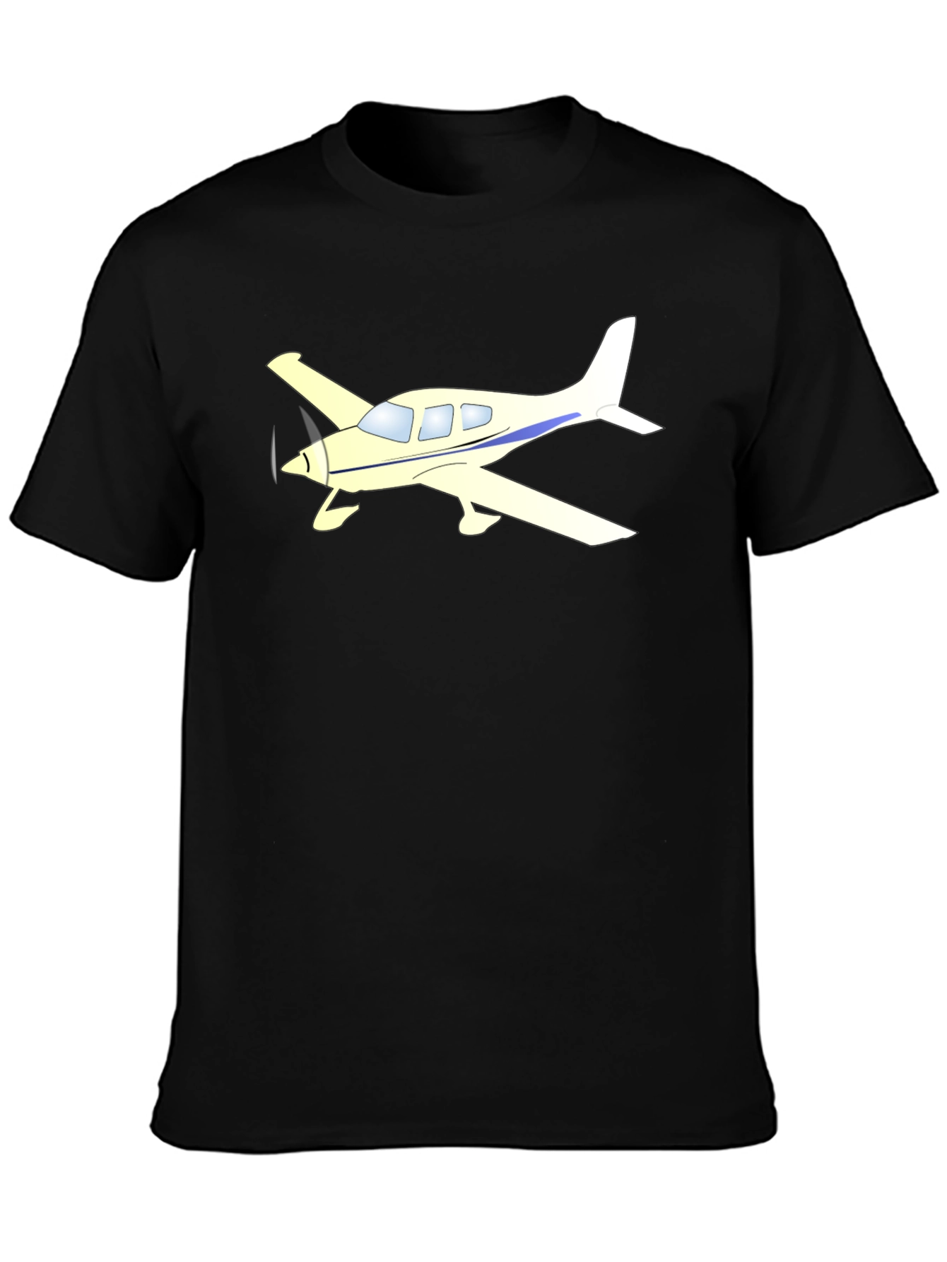 Airplane Graphic Tee - Black Cotton Casual Shirt