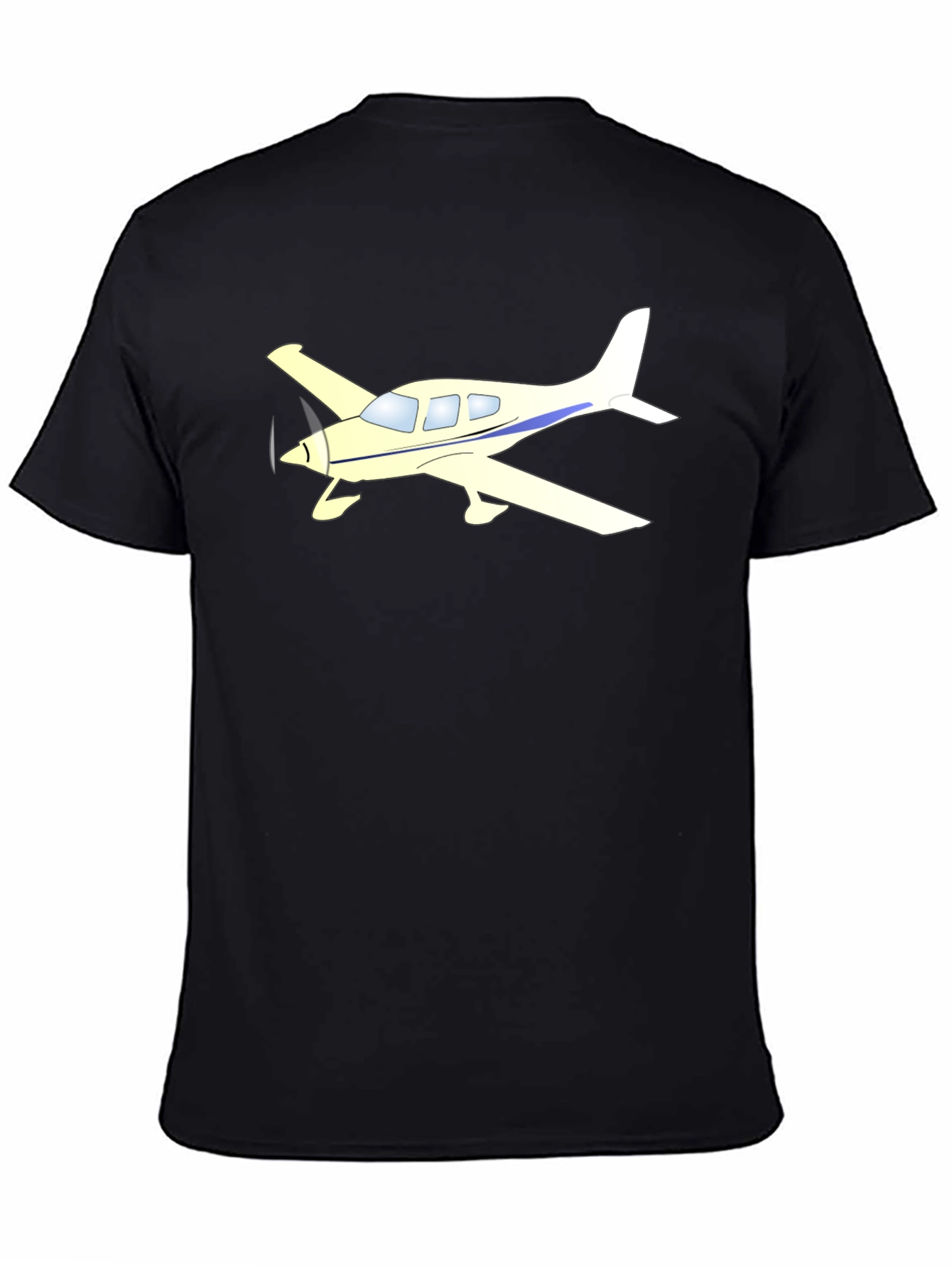Airplane Graphic Tee - Black Cotton Casual Shirt