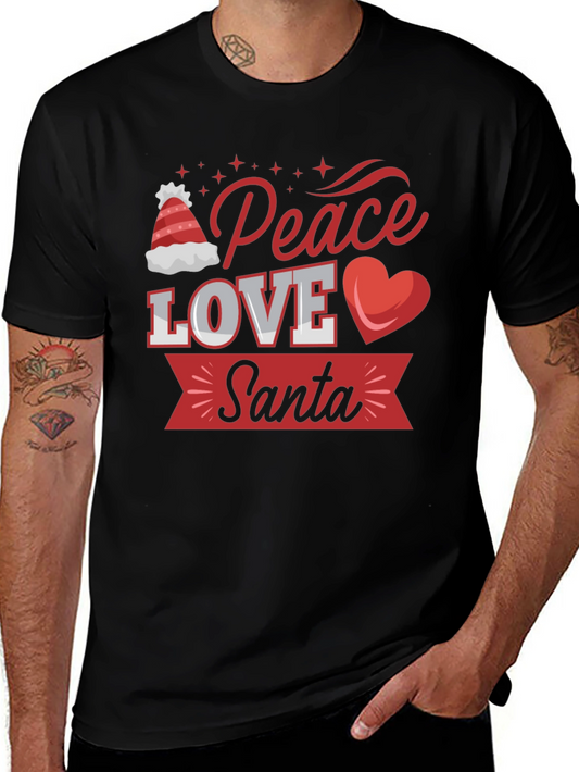 Peace Love Santa Christmas Graphic Tee