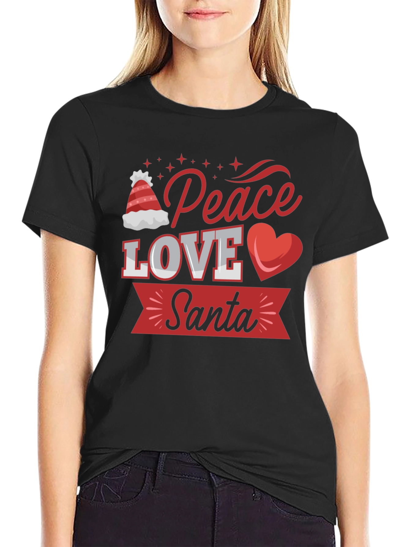 Peace Love Santa Christmas Graphic Tee