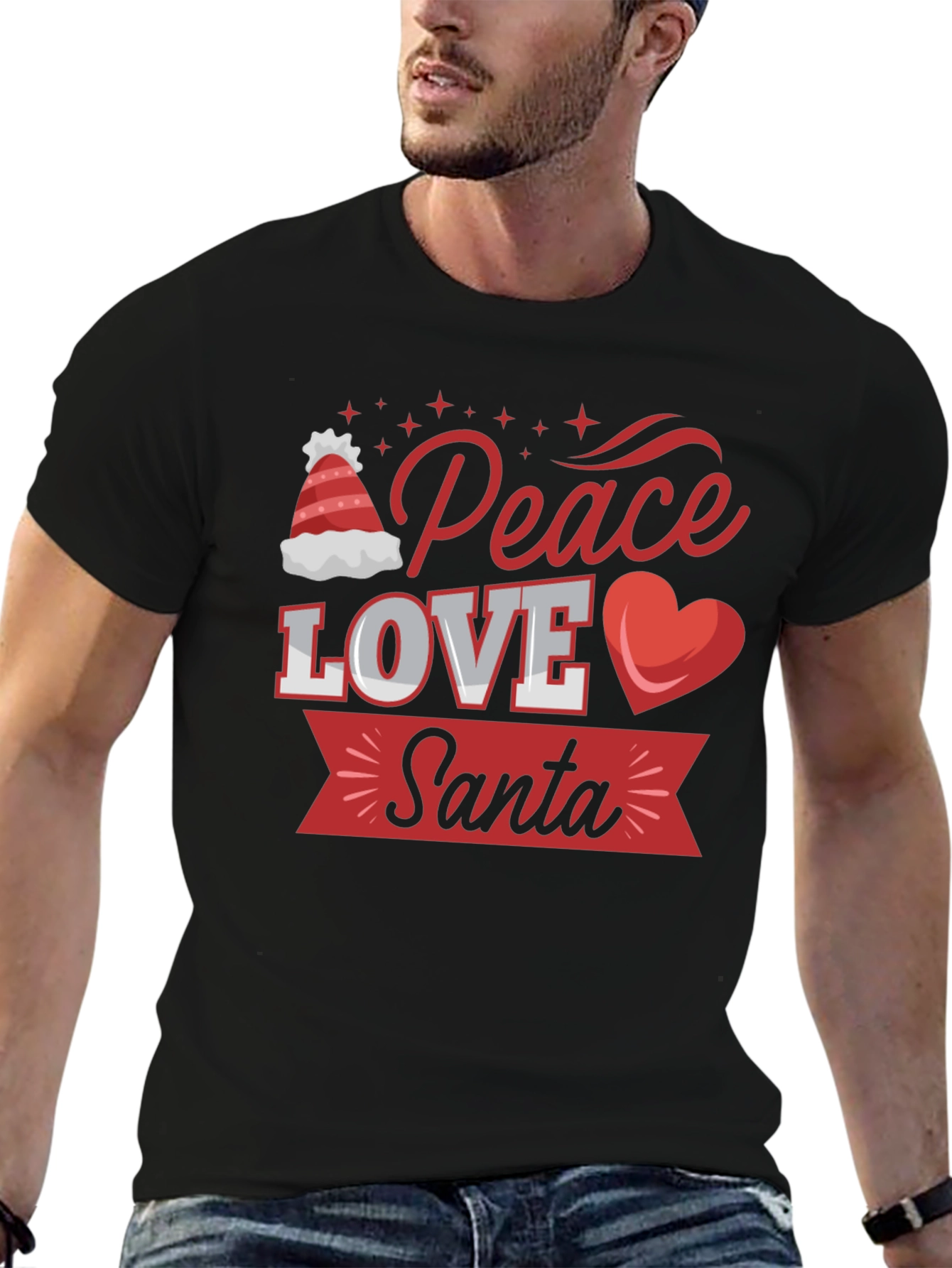 Peace Love Santa Christmas Graphic Tee