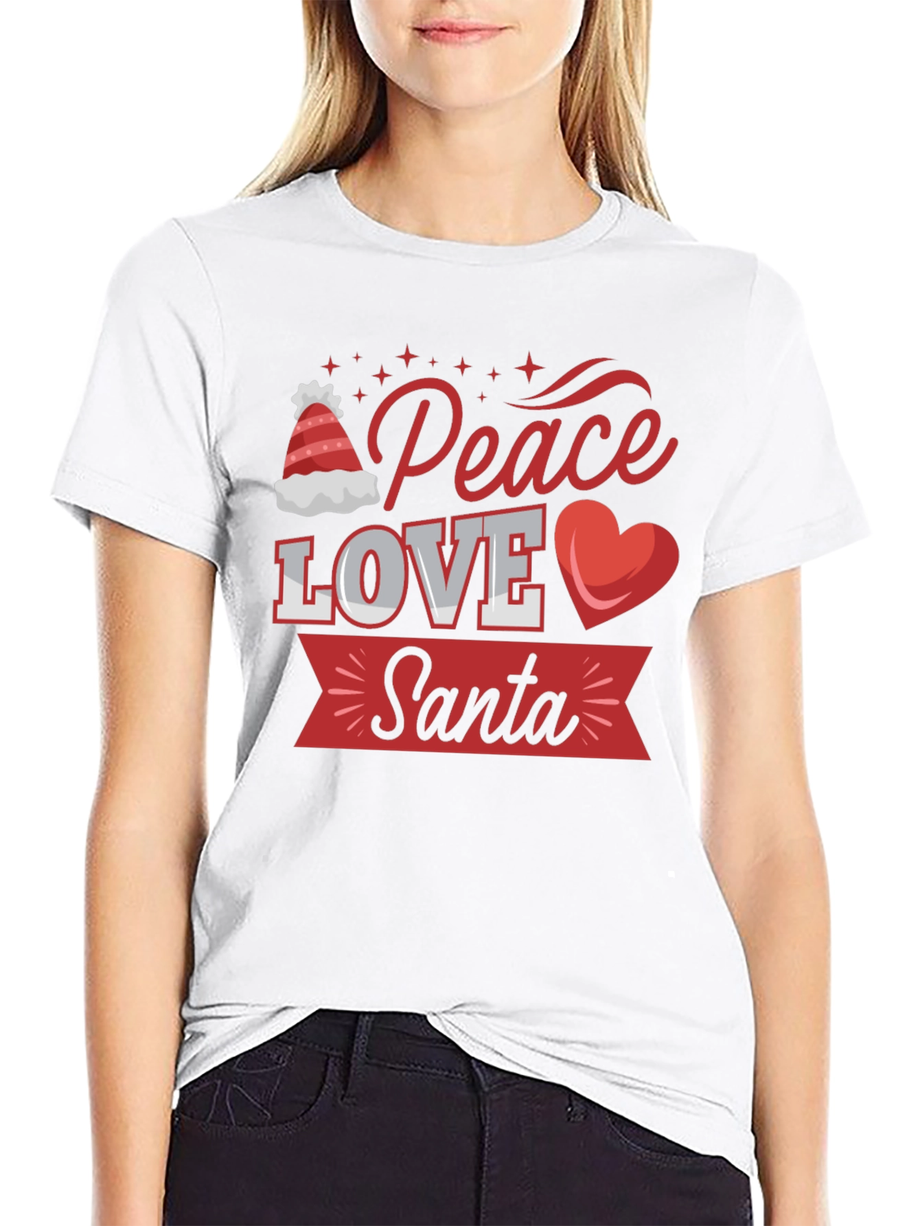 Peace Love Santa Christmas Graphic Tee