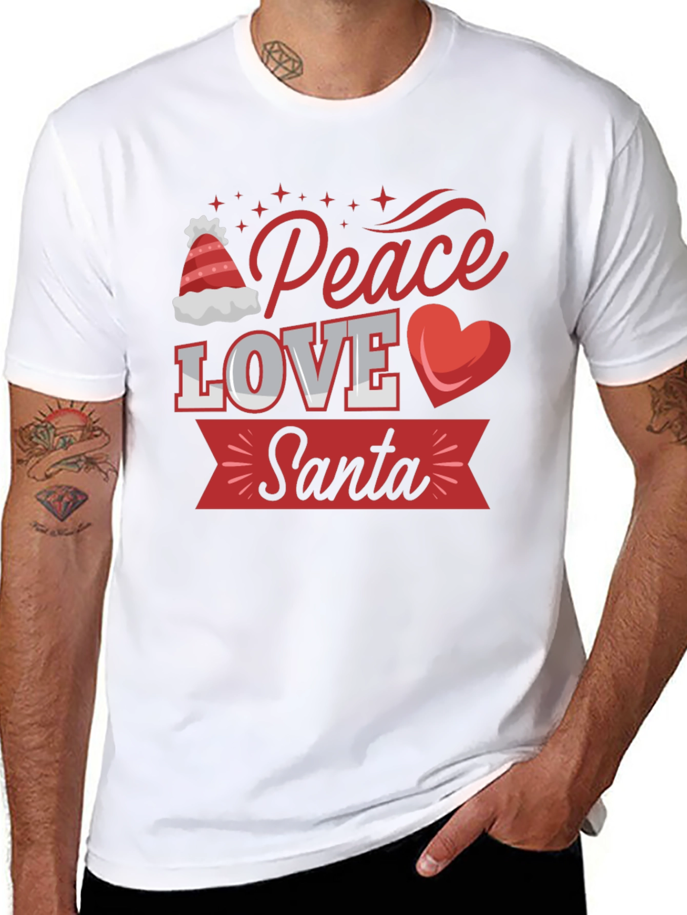 Peace Love Santa Christmas Graphic Tee