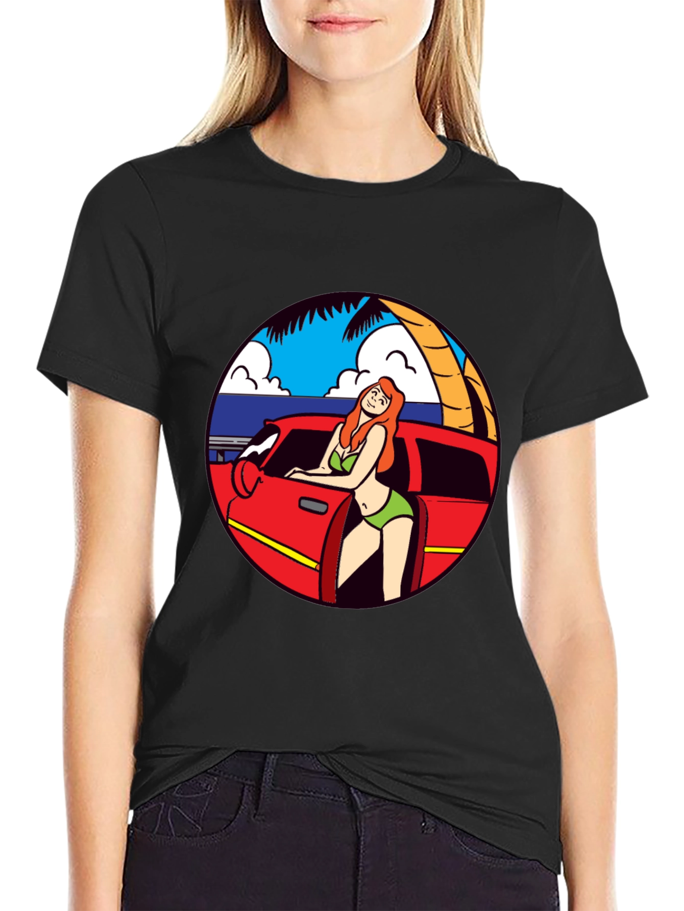 Retro Beach Babe Graphic T-Shirt