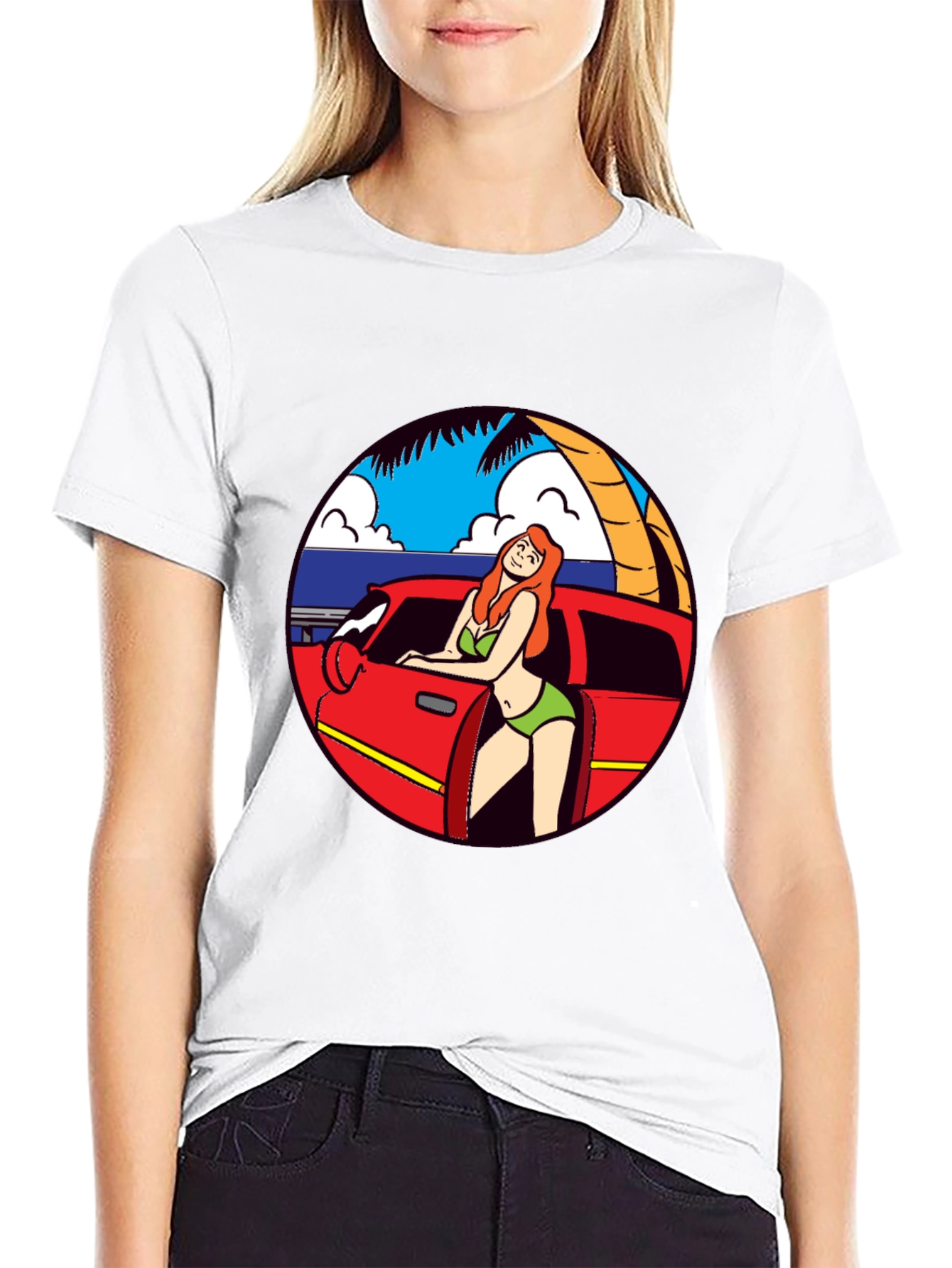 Retro Beach Babe Graphic T-Shirt
