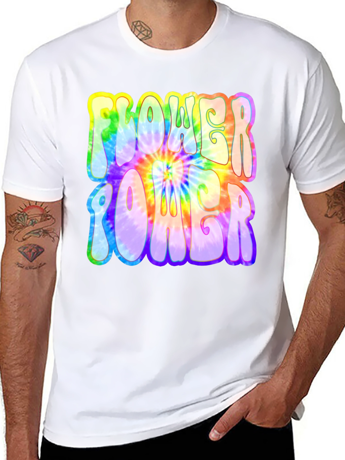 Flower Power Tie-Dye Graphic T-Shirt