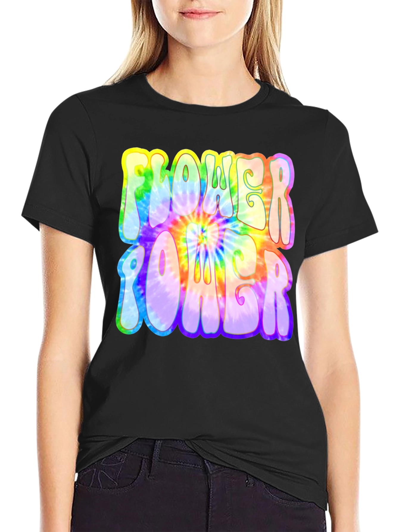 Flower Power Tie-Dye Graphic T-Shirt