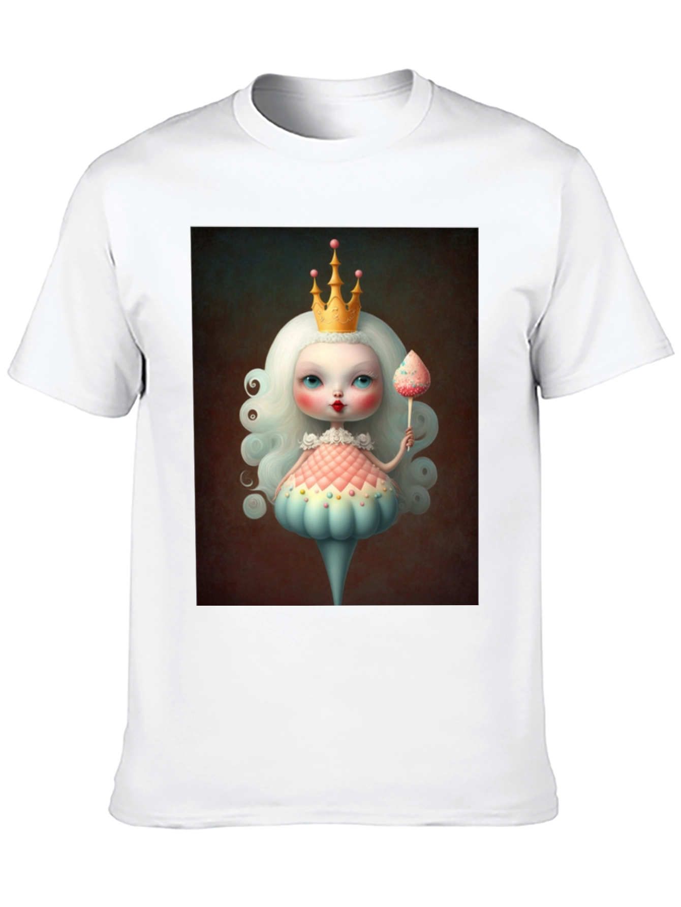 Whimsical Doll Art Graphic Tee - Black
