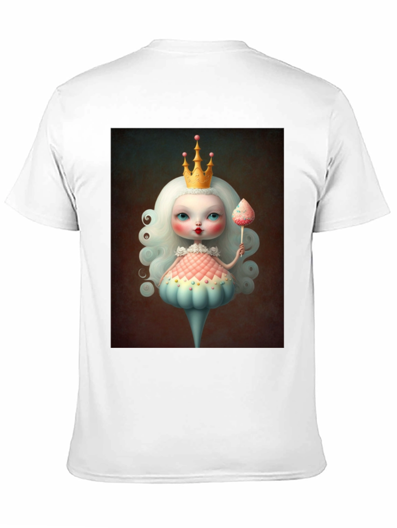 Whimsical Doll Art Graphic Tee - Black