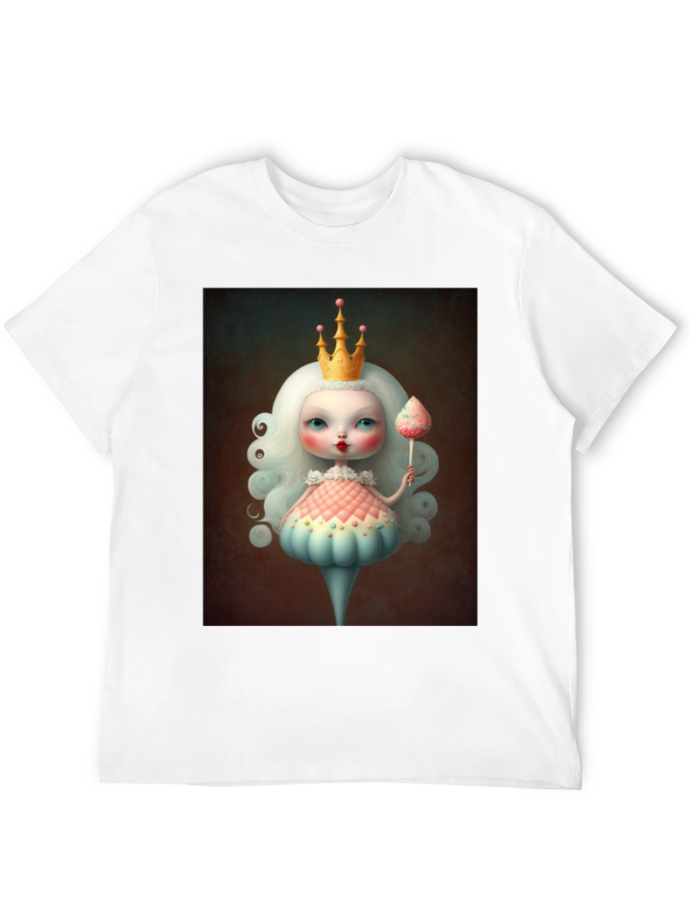 Whimsical Doll Art Graphic Tee - Black