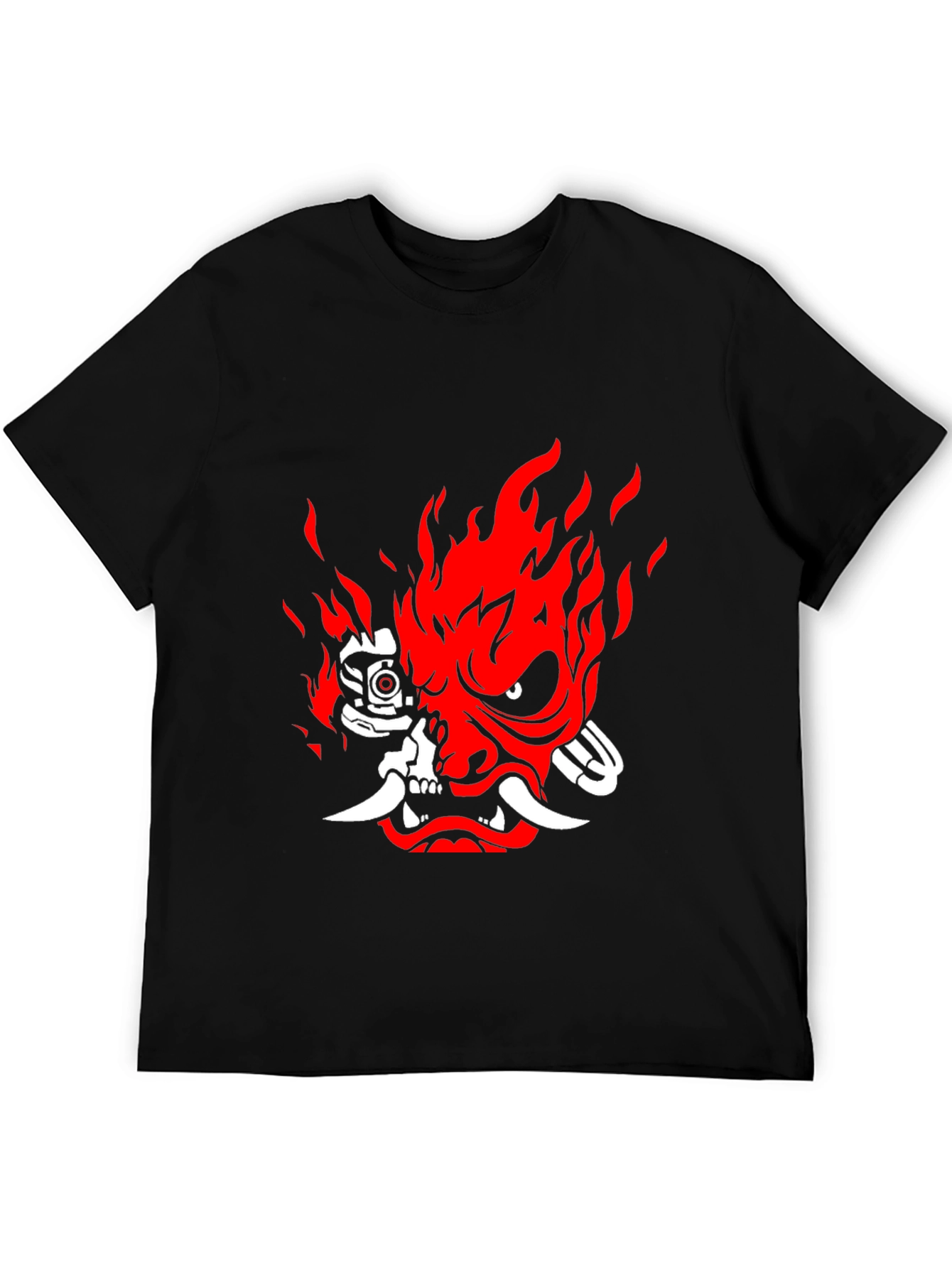 Cyberpunk Samurai Mask Graphic Tee - Bold Streetwear