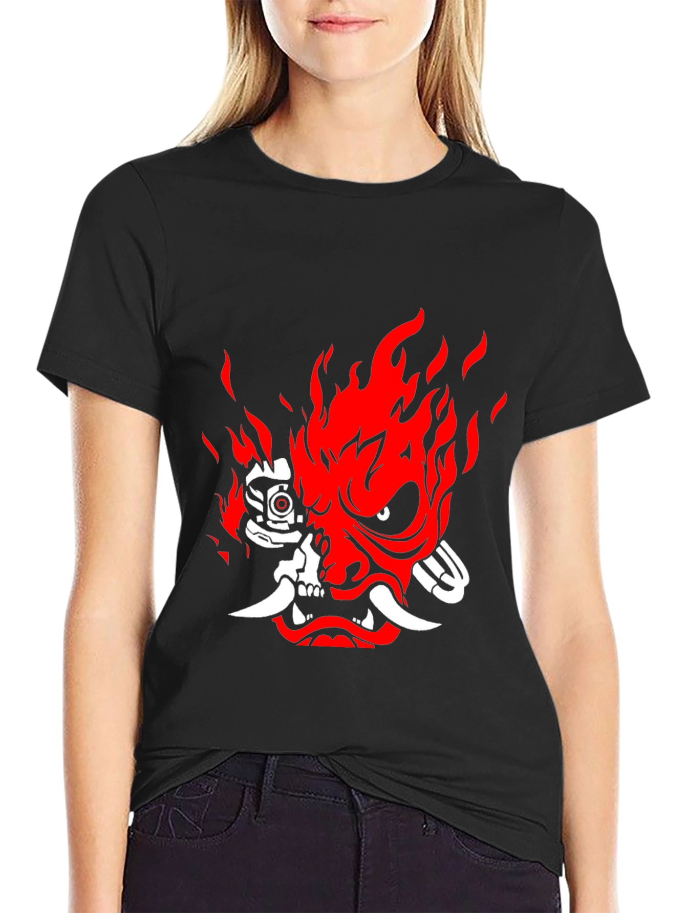 Cyberpunk Samurai Mask Graphic Tee - Bold Streetwear