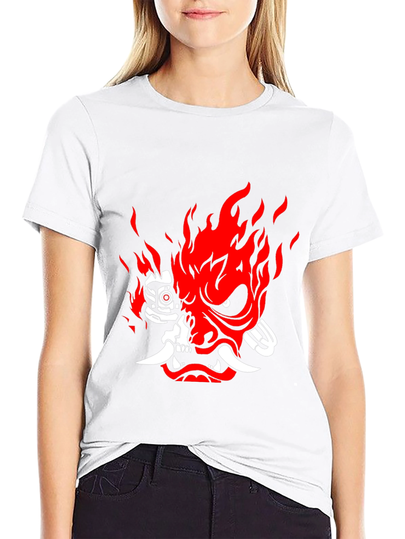 Cyberpunk Samurai Mask Graphic Tee - Bold Streetwear