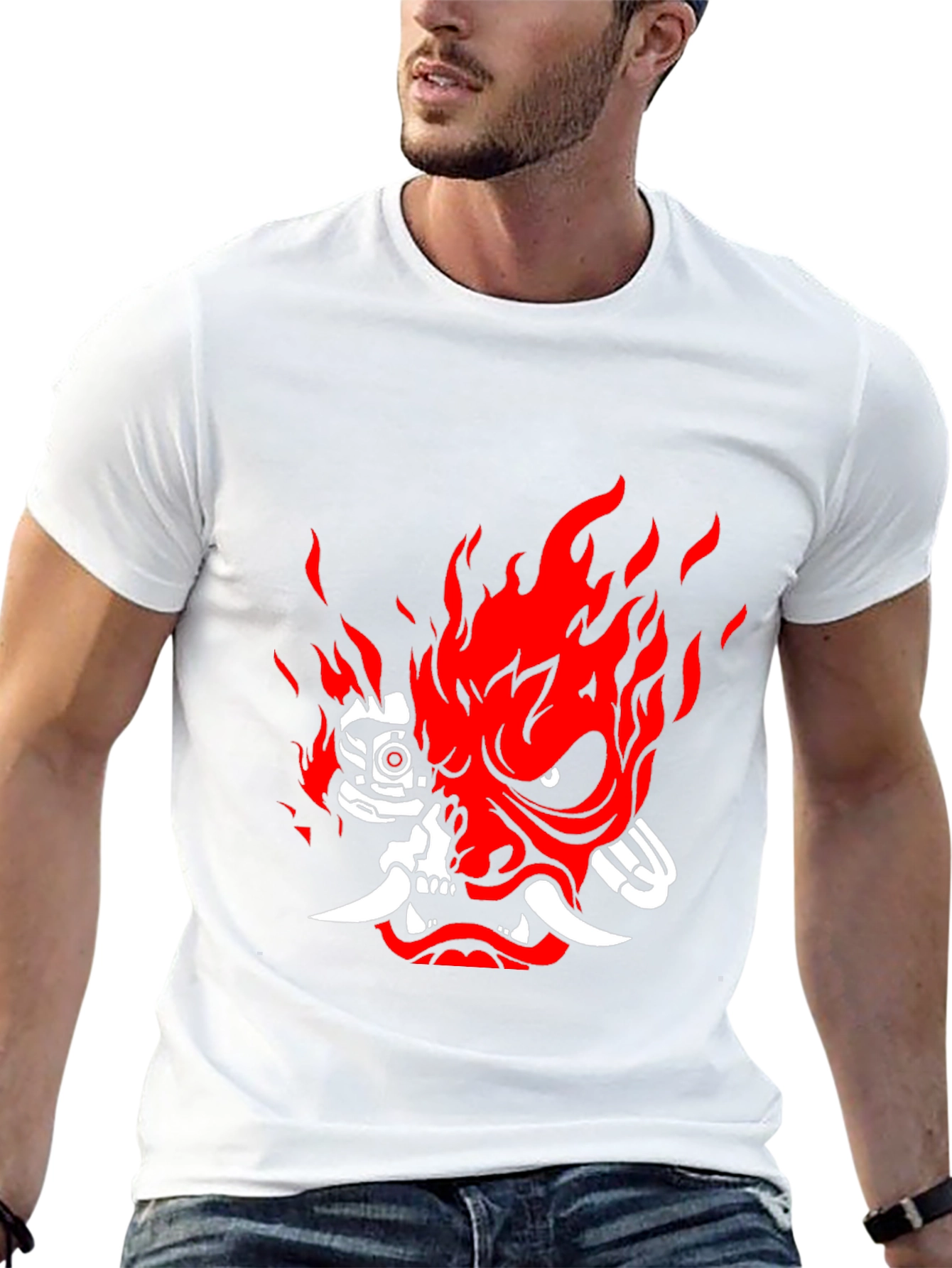 Cyberpunk Samurai Mask Graphic Tee - Bold Streetwear