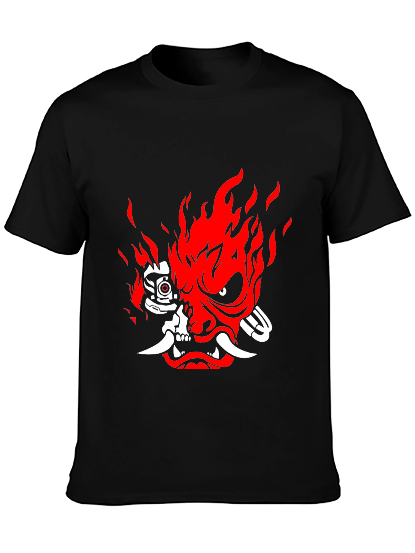 Cyberpunk Samurai Mask Graphic Tee - Bold Streetwear