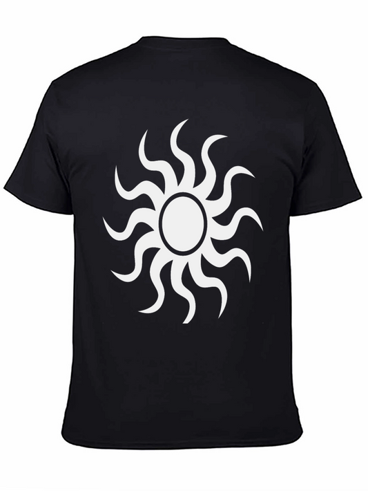 Black T-Shirt with White Sun Graphic