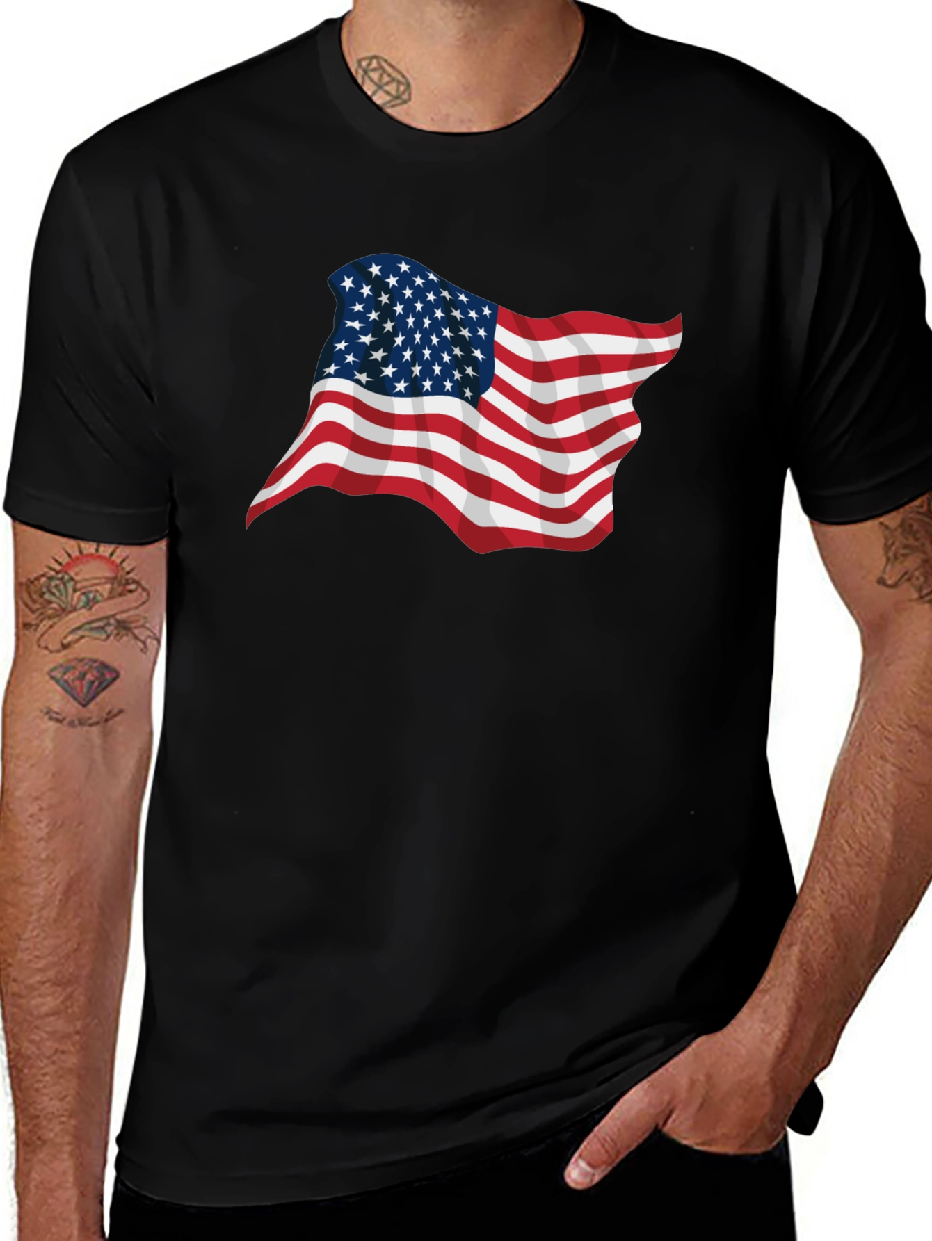American Flag Graphic Black T-Shirt