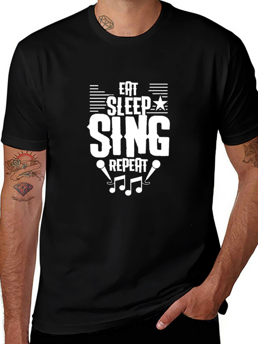 Eat Sleep Sing Repeat Black Graphic Tee