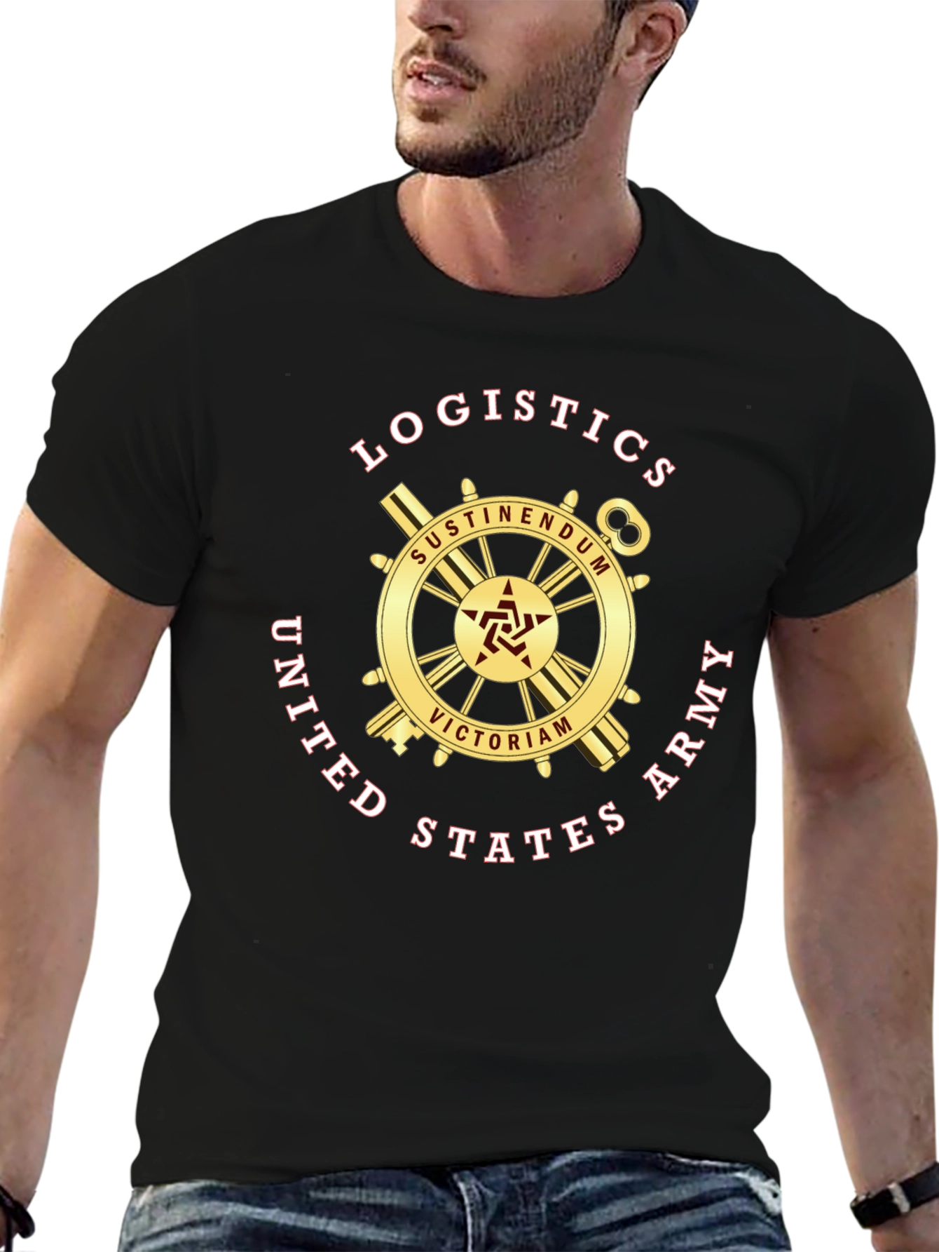 Logistics United States Army Black T-Shirt