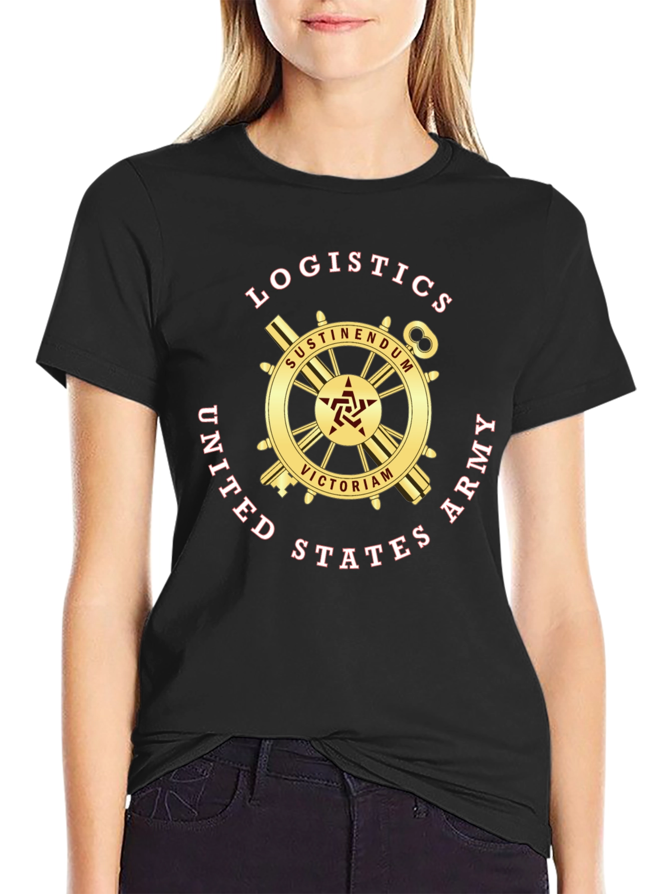 Logistics United States Army Black T-Shirt