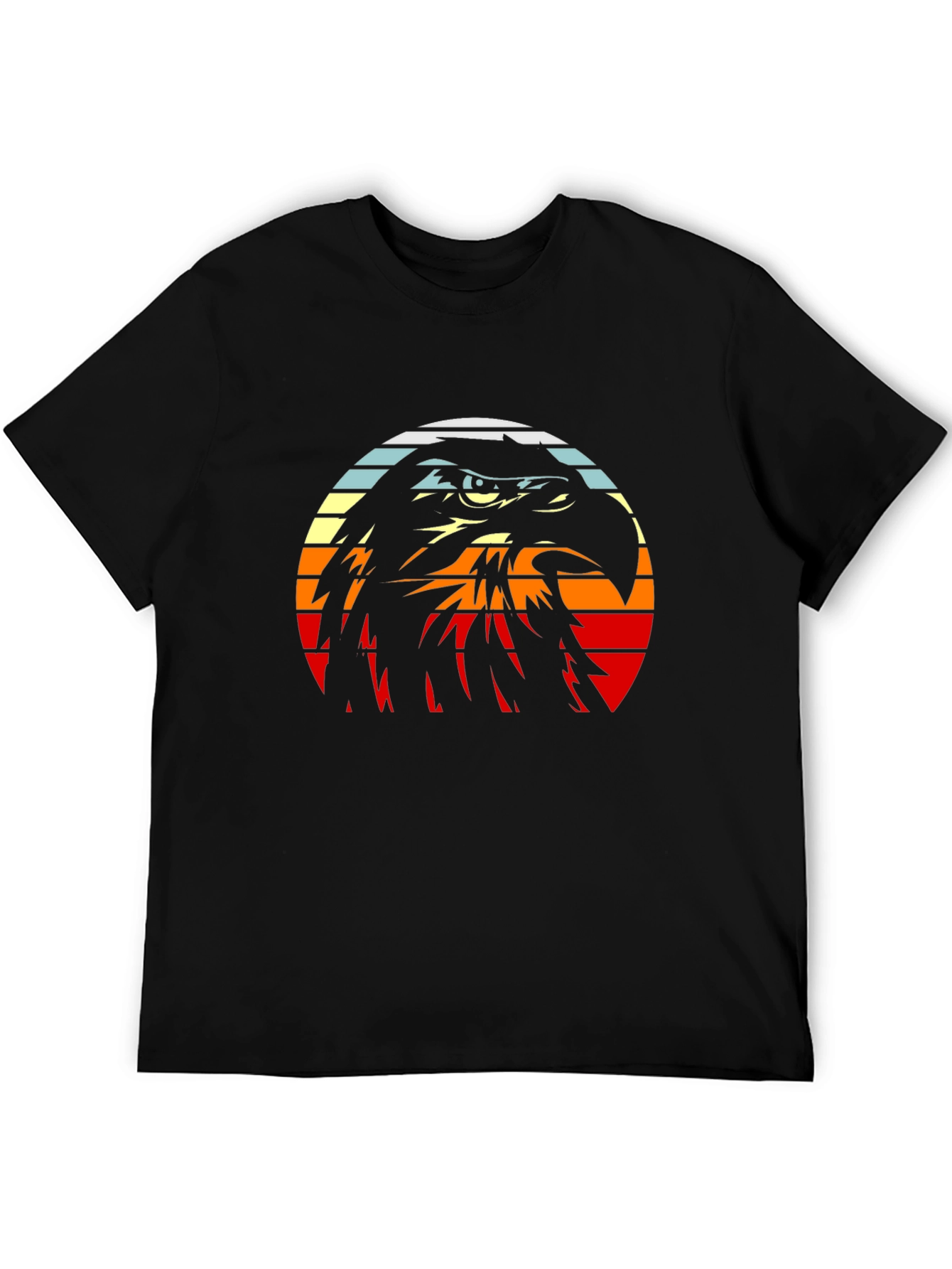 Retro Eagle Graphic Tee - Black Cotton Blend