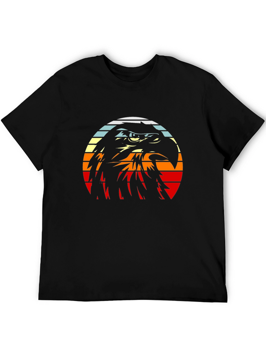 Retro Eagle Graphic Tee - Black Cotton Blend