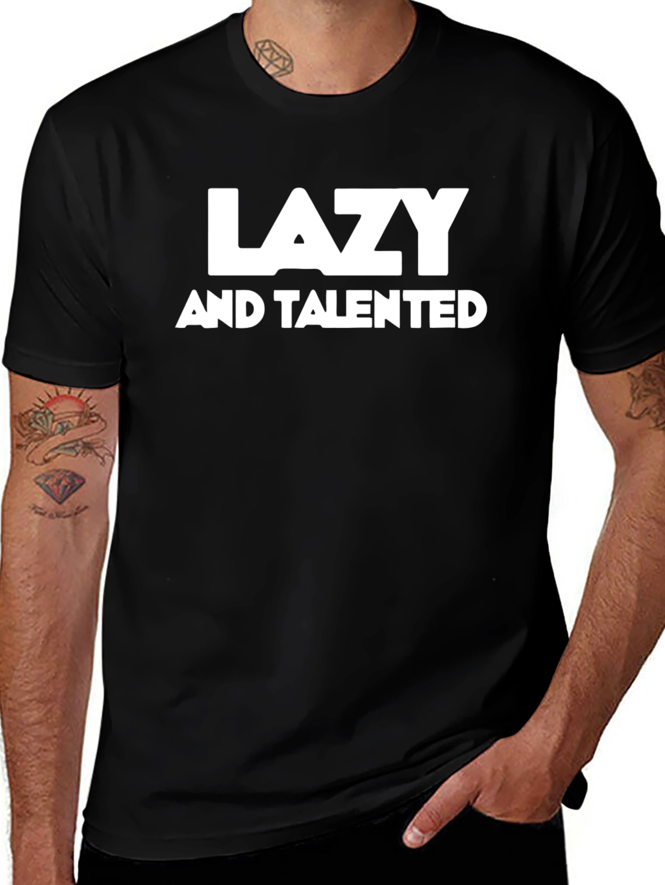 Lazy And Talented Graphic Tee - Black Casual Shirt