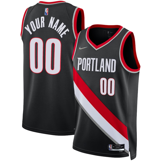 Men's Portland Trail Blazers Black 2021/22 Diamond Swingman Custom Jerseys - Icon Edition