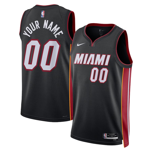 Men's Miami Heat Custom Black Swingman Jerseys - Icon Edition