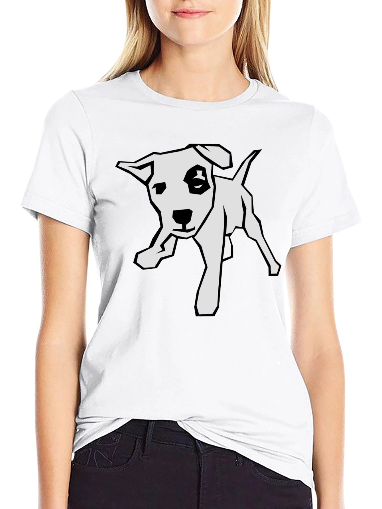 Dog Graphic Tee - Black Cotton T-Shirt