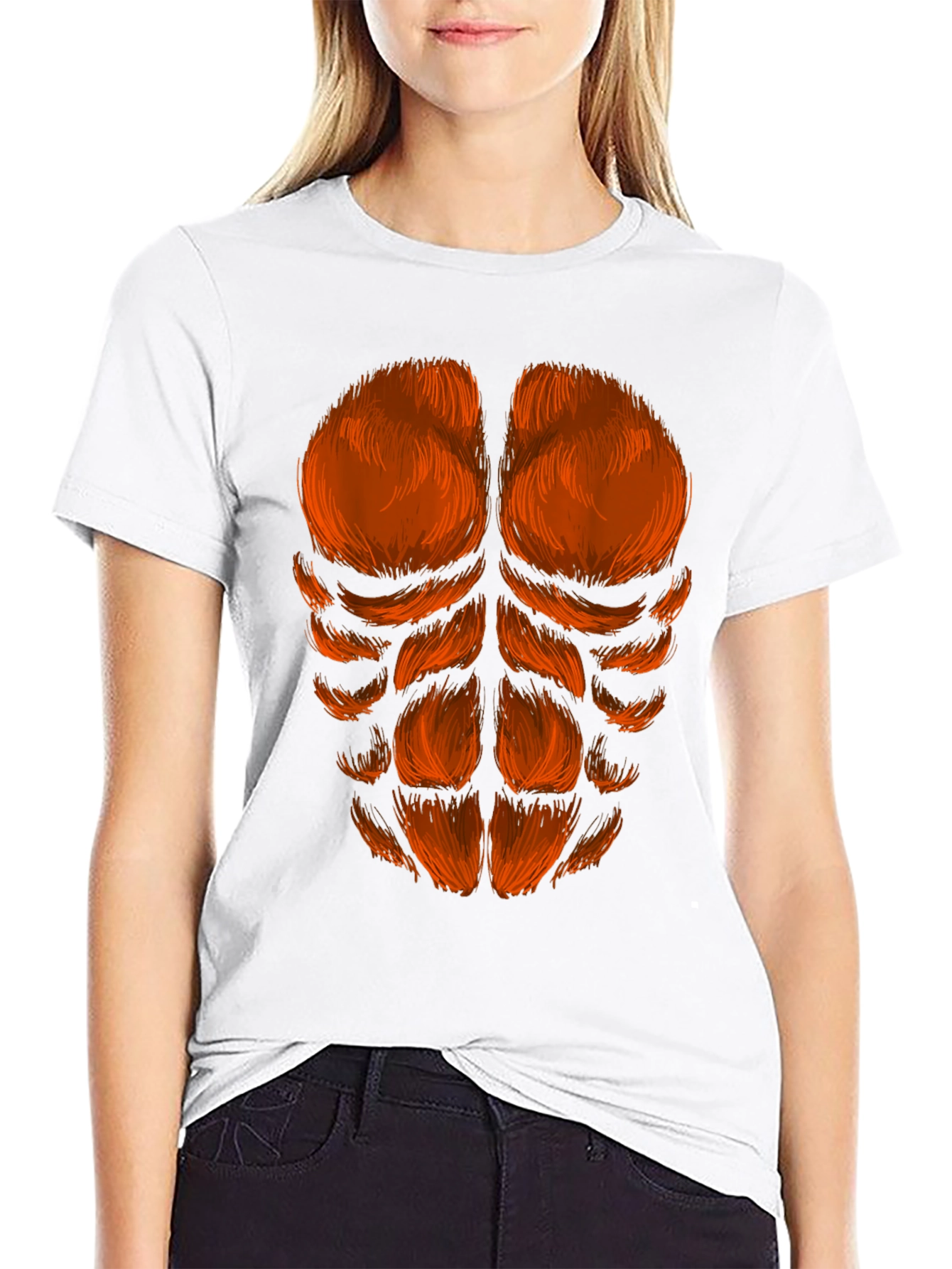 Funny Hairy Chest Abs T-Shirt - Black