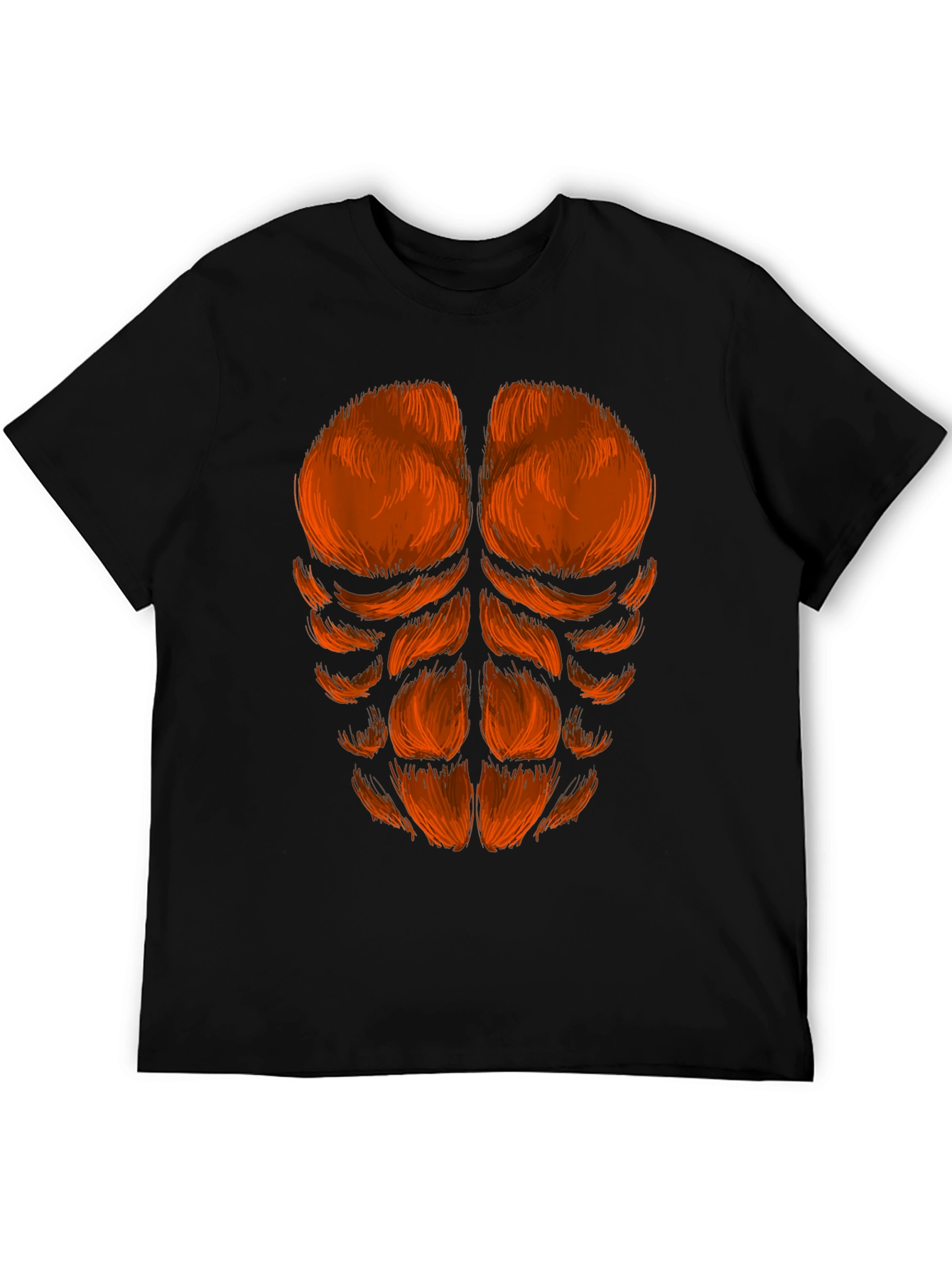Funny Hairy Chest Abs T-Shirt - Black