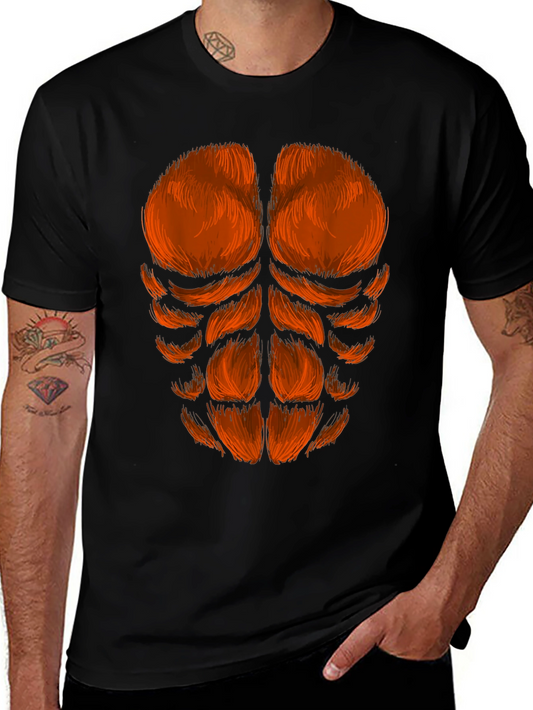 Funny Hairy Chest Abs T-Shirt - Black