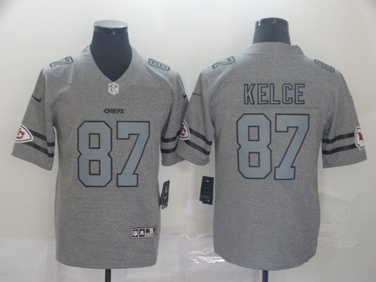Men's Kansas City Chiefs Travis Kelce Player Jerseys Gray