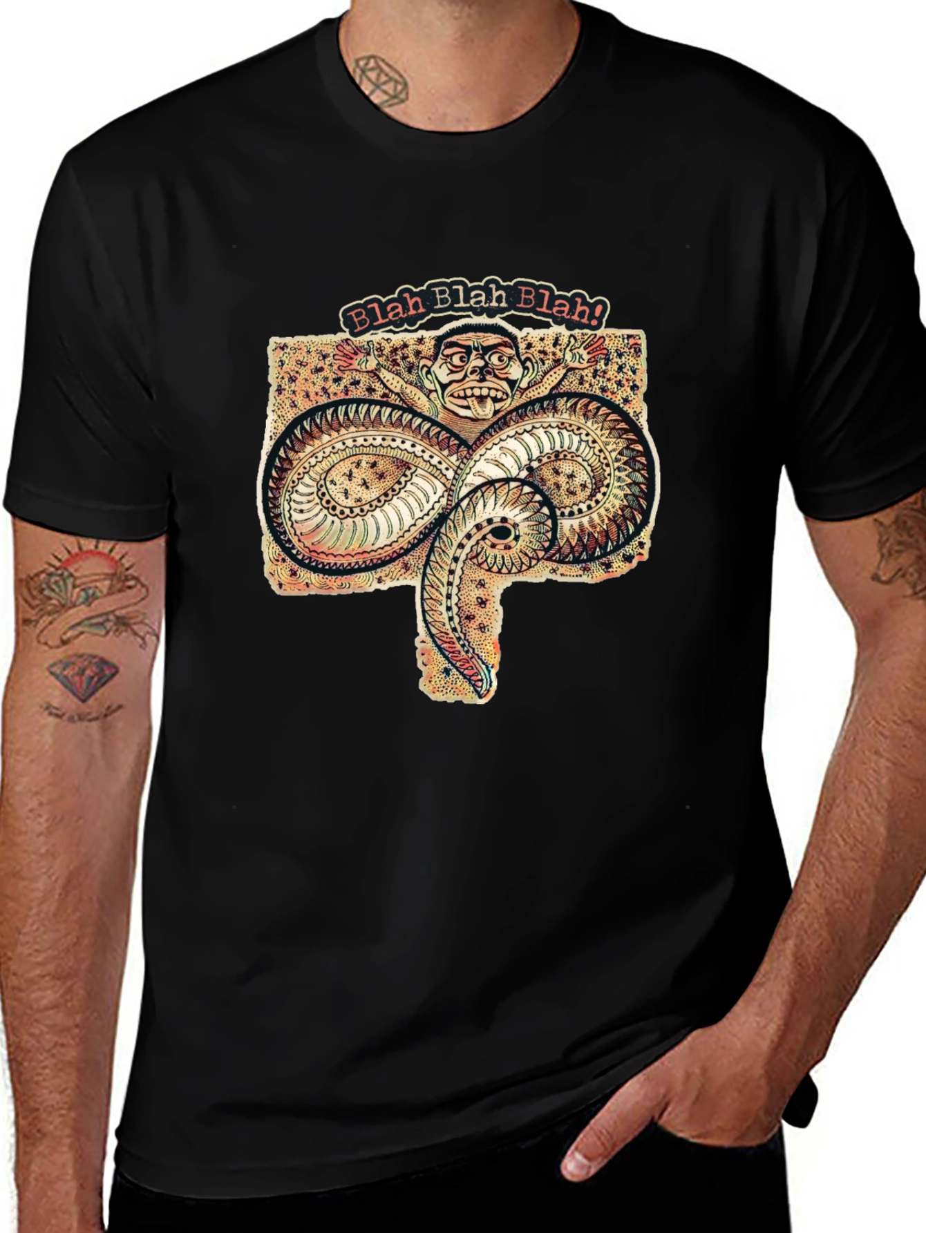 Blah Blah Graphic Tee - Unique Serpent Design