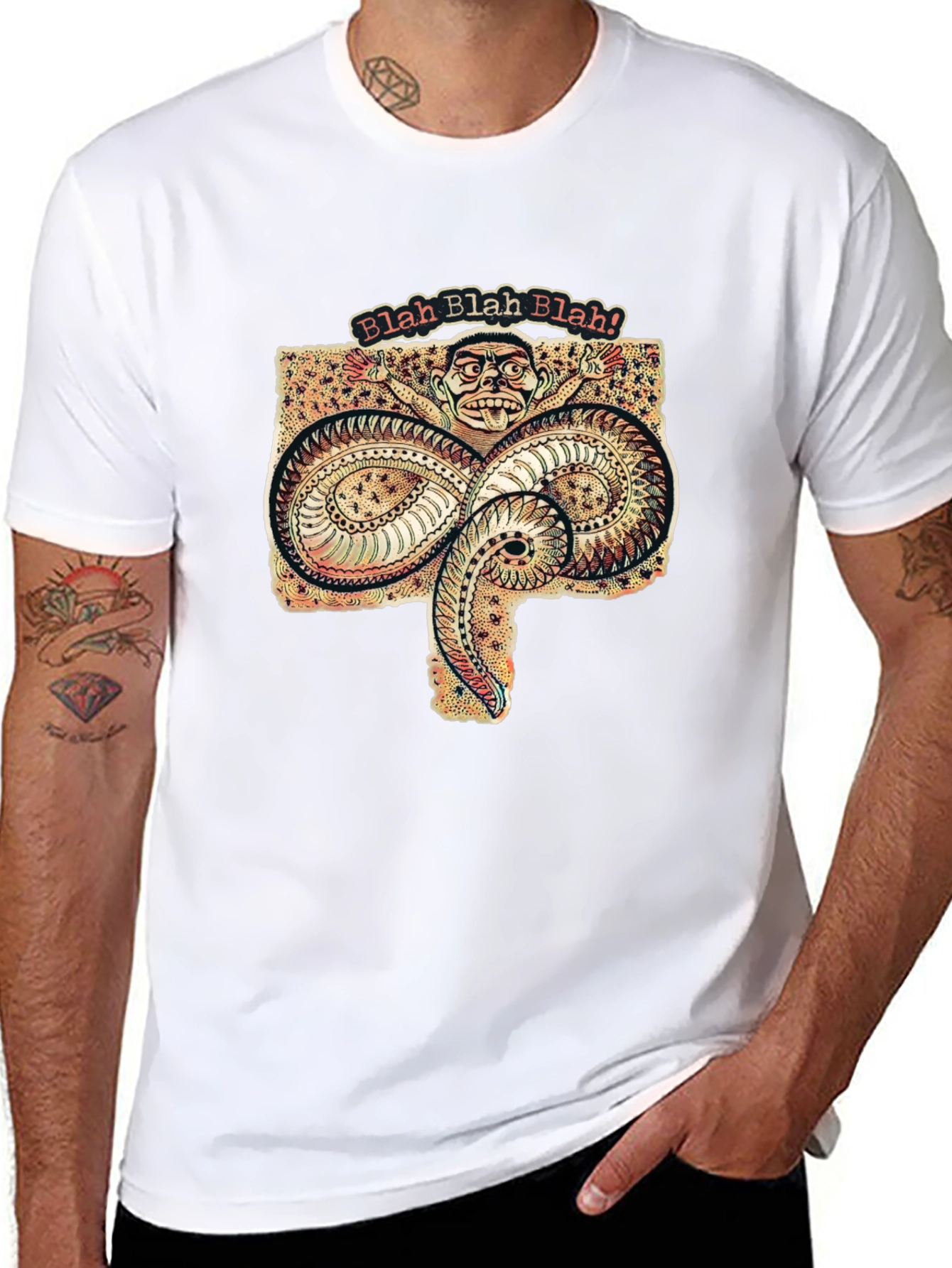 Blah Blah Graphic Tee - Unique Serpent Design