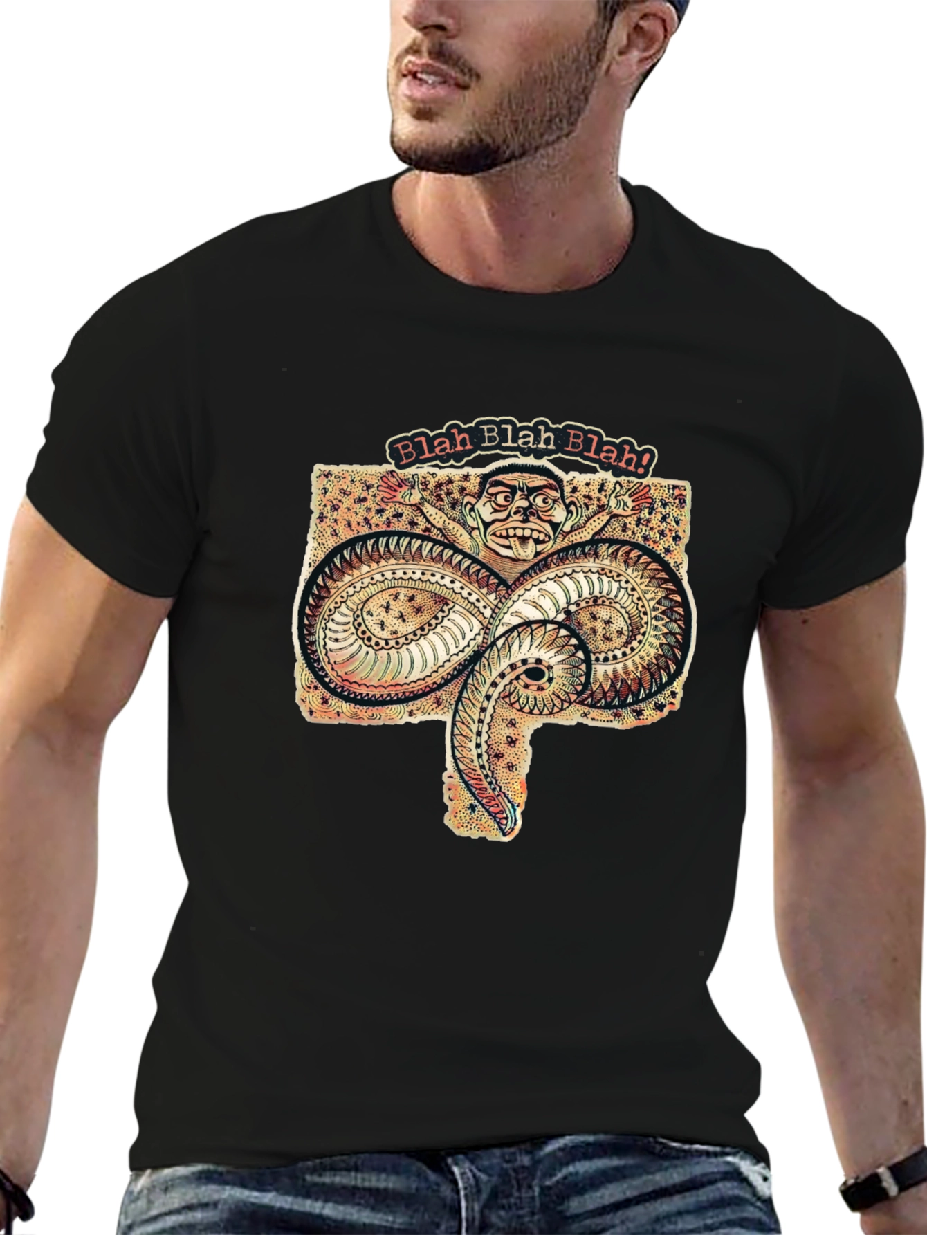 Blah Blah Graphic Tee - Unique Serpent Design