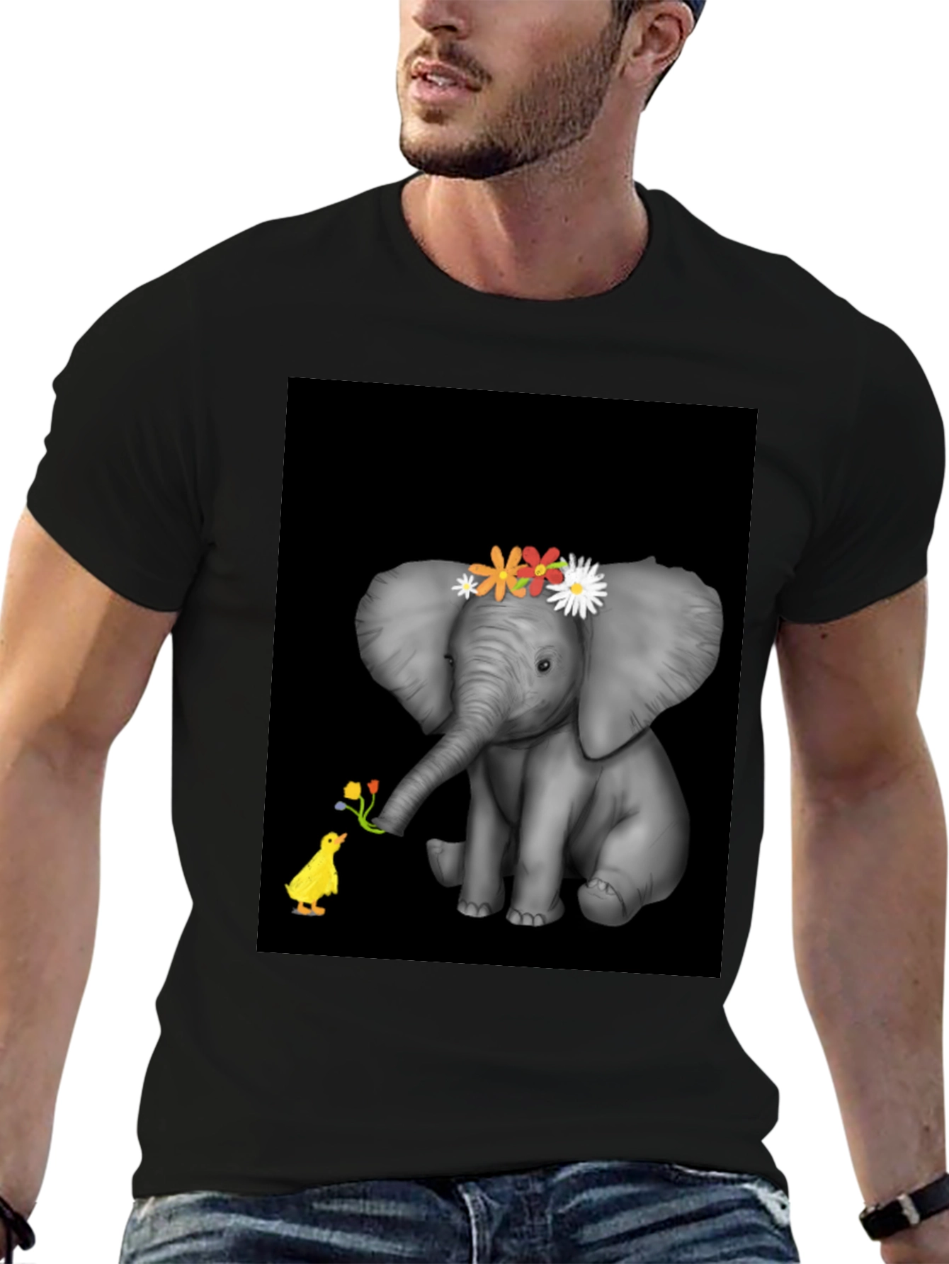 Elephant & Duck Graphic Tee - Black