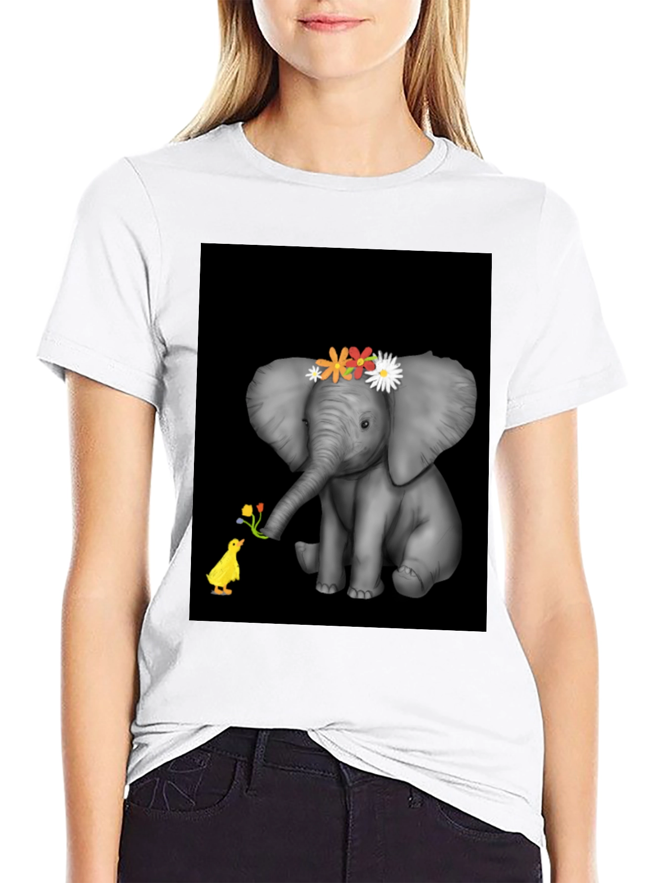 Elephant & Duck Graphic Tee - Black